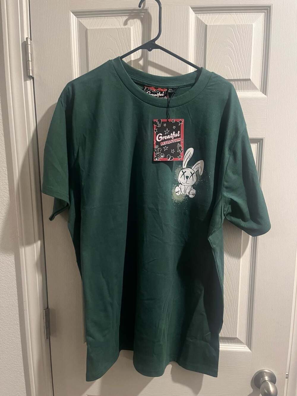 Greatful Revolution Graphic Bunny T-Shirt Green 2XL